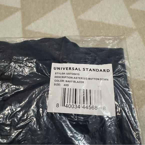 Universal standard aster short sleeve button down blouse navy blue - Picture 2 of 2